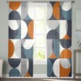 thumbnail image 2 of Contemporary Orange, Semi Sheer Curtains 108 Inch Length 2 Panels Set, Middle Century Abstract Geomrtry Sheer Kitchen Curtain Privacy Voile Window Curtain for Living Room Bedroom Rod Pocket Drapes, 2 of 7