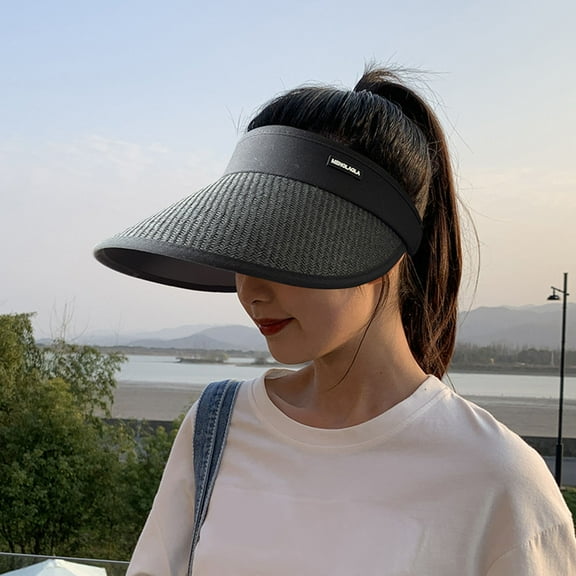 Adjustable Sun Visor Hats Women Large Brim Summer UV Protection Beach Cap