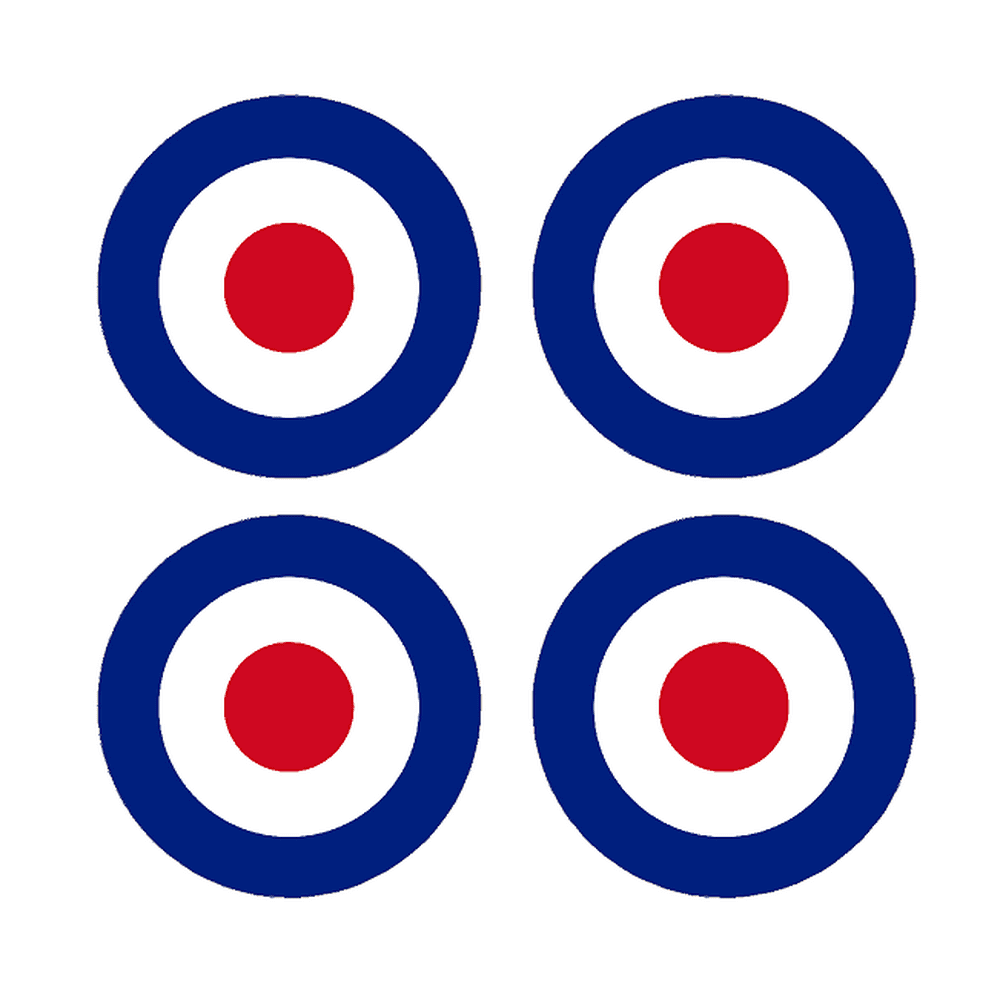 Set of 4 Remote Control (RC8) Red Blue White RAF Roundels 4" RC
