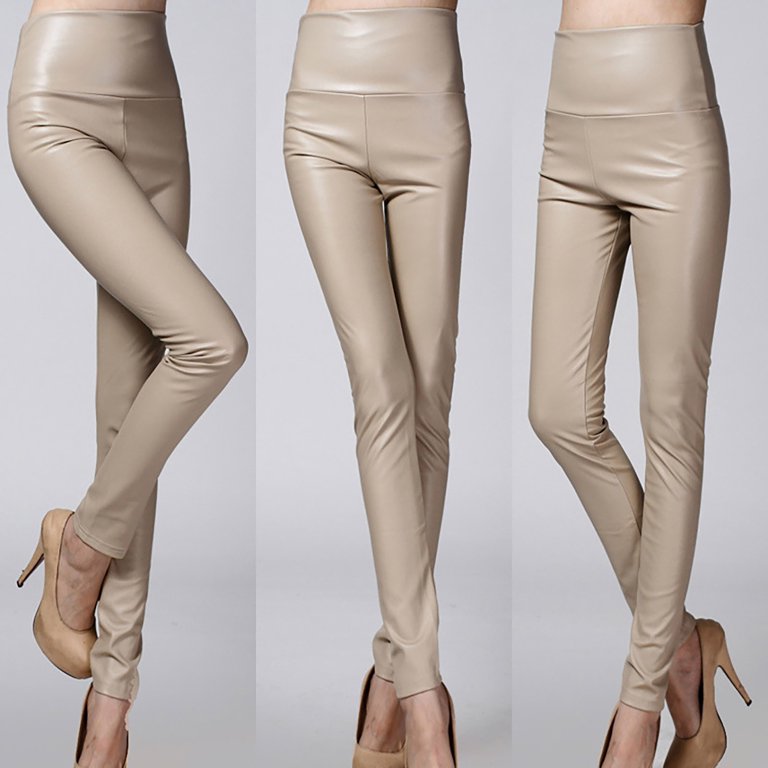 JJHGVB Faux Leather Leggings Fleece Lined Pants High Waisted Leggings for Women  Dress Pants Ladies Pants Casual Dressy Womens Pants Women Pants Casual  Beige XL - Walmart.com