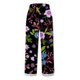 thumbnail image 4 of Pantalon Large Noir pour Femmes, Pantalon Fluide en Lin pour Femmes, Pantalon d'Été pour Femmes, Pantalon Rétro Imprimé Ample avec Poches Patchwork Décontracté en Coton et Lin, 4 of 5