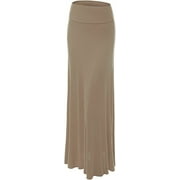 Sweet Hearts Maxi Skirt for Women- Foldover High Waist Long Flare A-Line Skirt Maxi Dress XS-XL Made in USA (BlackMocha, Large)