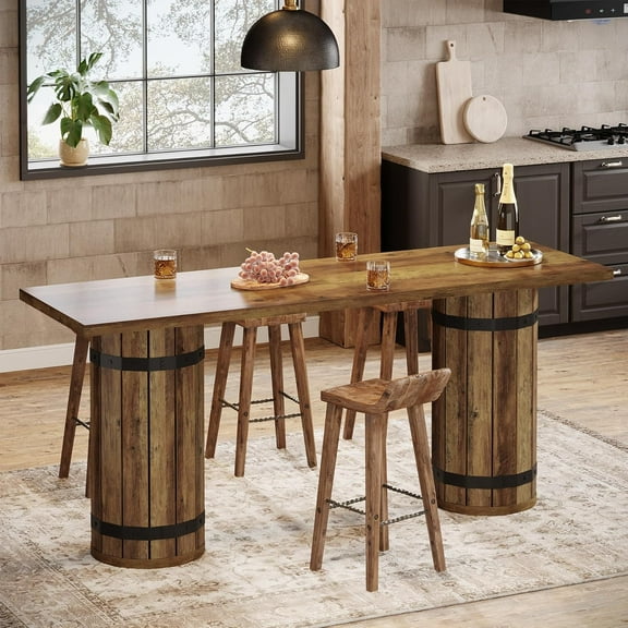 Tribesigns Industrial 71" Long Counter Height Pub Table, Rectangular Bar Table, Bar Height Table for Kitchen Nook, Home Bar