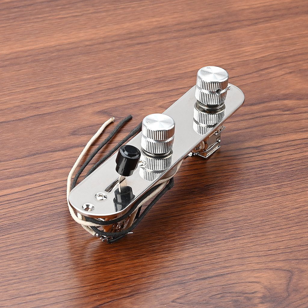 Chrome 3 Way Wired Loaded Prewired Control Plate Harness Switch Knobs for Guitar Parts