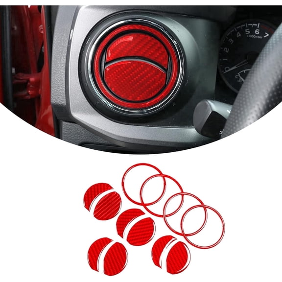 TINKI 12 Pcs for Tacoma 2015 2016 2017 2018 2019 2020 2021 2022 2023 Soft Carbon Fiber 3D Sticker Center Air Conditioning Vent Frame Trim Cover Interior Car Accessories
