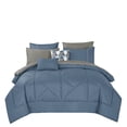 thumbnail image 2 of 9-Piece Slate Blue & Taupe Comforter Set, Luxury Bedding with Sheets and Decor Pillows,, King, 2 of 4