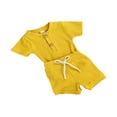 thumbnail image 2 of PENGXIANG Baby Short Sleeve Ribbed Knit O Neck Romper  Drawstring Short Pants, 2 of 10