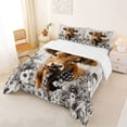 thumbnail image 3 of jejeloiu Black White Highland Cow Full Size Comforter Sets Kids,Floral Farm Print Bedding Sets,3pcs, 3 of 8