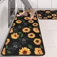 thumbnail image 2 of Kitchen Rugs Sets Of 2,Black Green Leaf Sunflower Pattern Anti Fatigue Kitchen Mat Rugs Non Slip Washable,Decorative Kitchen Floor Mats for Kitchen,Sink,Laundry,17"x47"+17"x47", 2 of 5