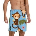 thumbnail image 2 of Xecao Monkeys Swinging from Palms Print Men's Sleepwear Shorts Pajama Bottom Lounge Short nightwear with Convenient Pockets for Relaxed Home Wear-Medium, 2 of 6