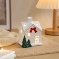 thumbnail image 3 of Christmas Village Ceramic Snow House with Glowing Light, Festive Holiday Decor for Shelf and Desk, Winter Wonderland Decorations for Tabletop, 3 of 7