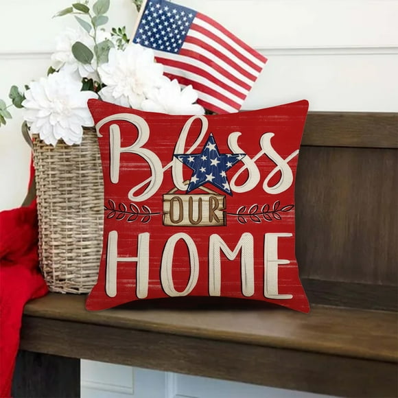 Kcavykas Home, Garden, Outdoor Pillow Cover 18x18 inch independence Day Star 4th of July American Flag Pillow Cover Cushion Cover Soft Pillow Cover Decorative Throw Pillow Cover