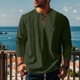 thumbnail image 2 of SHTXOZHI Fall Tee Shirts for Men Long Sleeve Lace-Up Pullover Shirts Solid Color Casual Tops, 2 of 7