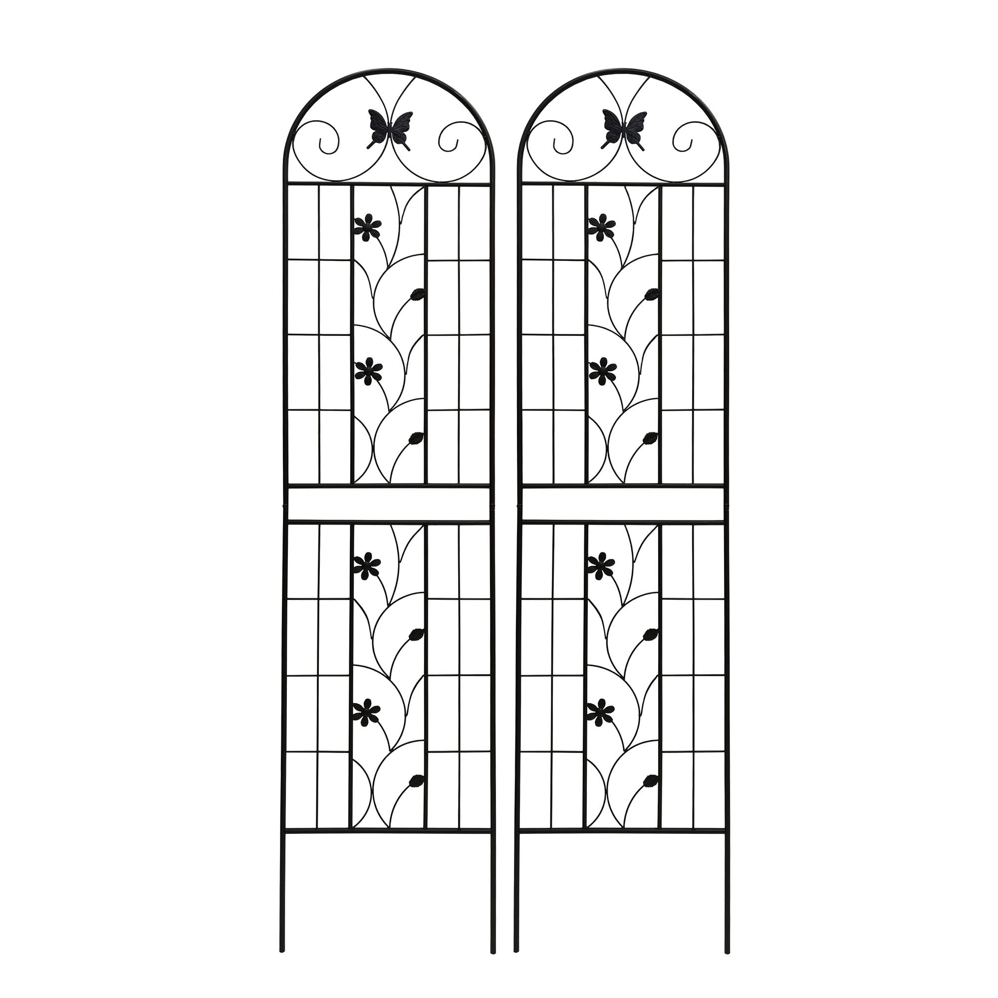 Heavy Duty Rustproof Black Iron Garden Trellis 2 Pack  86" x 19.7" For Potted Plant Support & Climbing Vines