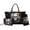 Black and Gray - Skull Flower, variant on DISNIMO Owl Flower Print Handbag and Wallet with Cosmetic Bag Large Tote Handbag for Women PU Leather Hobo Purse with Zipper Closure for Ladies