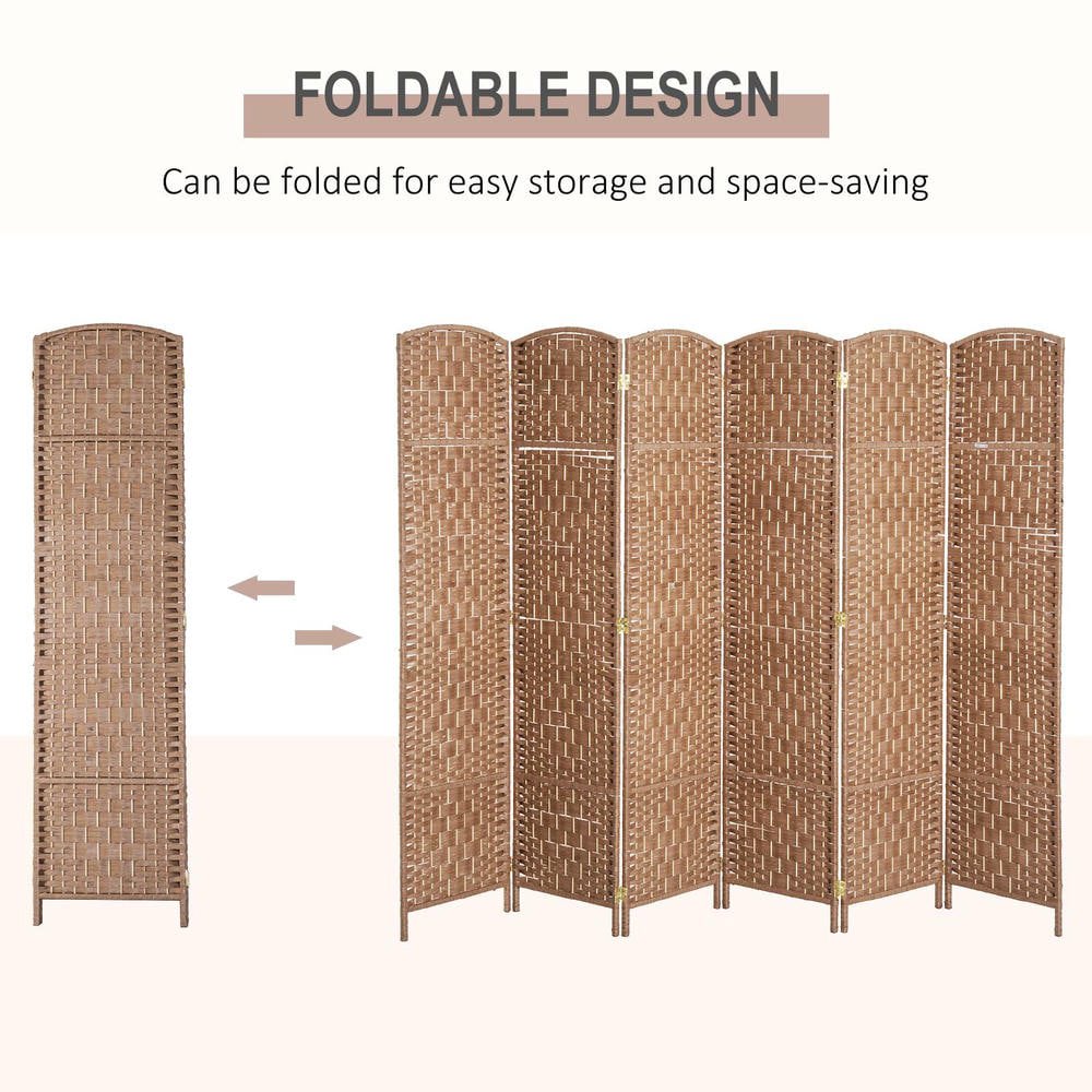 Resenkos 6FT 6-Panel Wicker Folding Room Divider, Natural