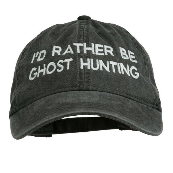 I'd Rather Be Ghost Hunting Embroidered Washed Cap - Black OSFM