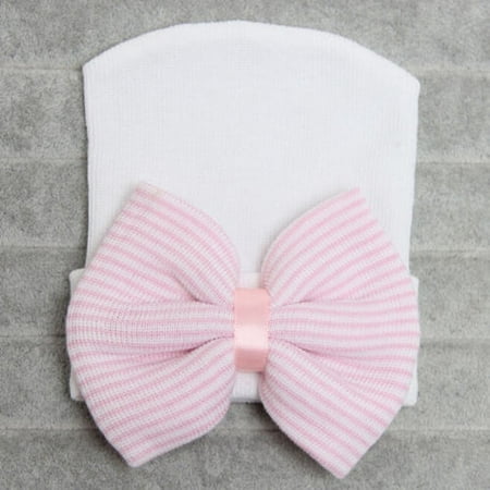 Fashion Baby Girls Infant Striped Cap Hospital Toddler Soft Beanie Stripes Hat Bowknot For (Best Girl On Girl Massage)