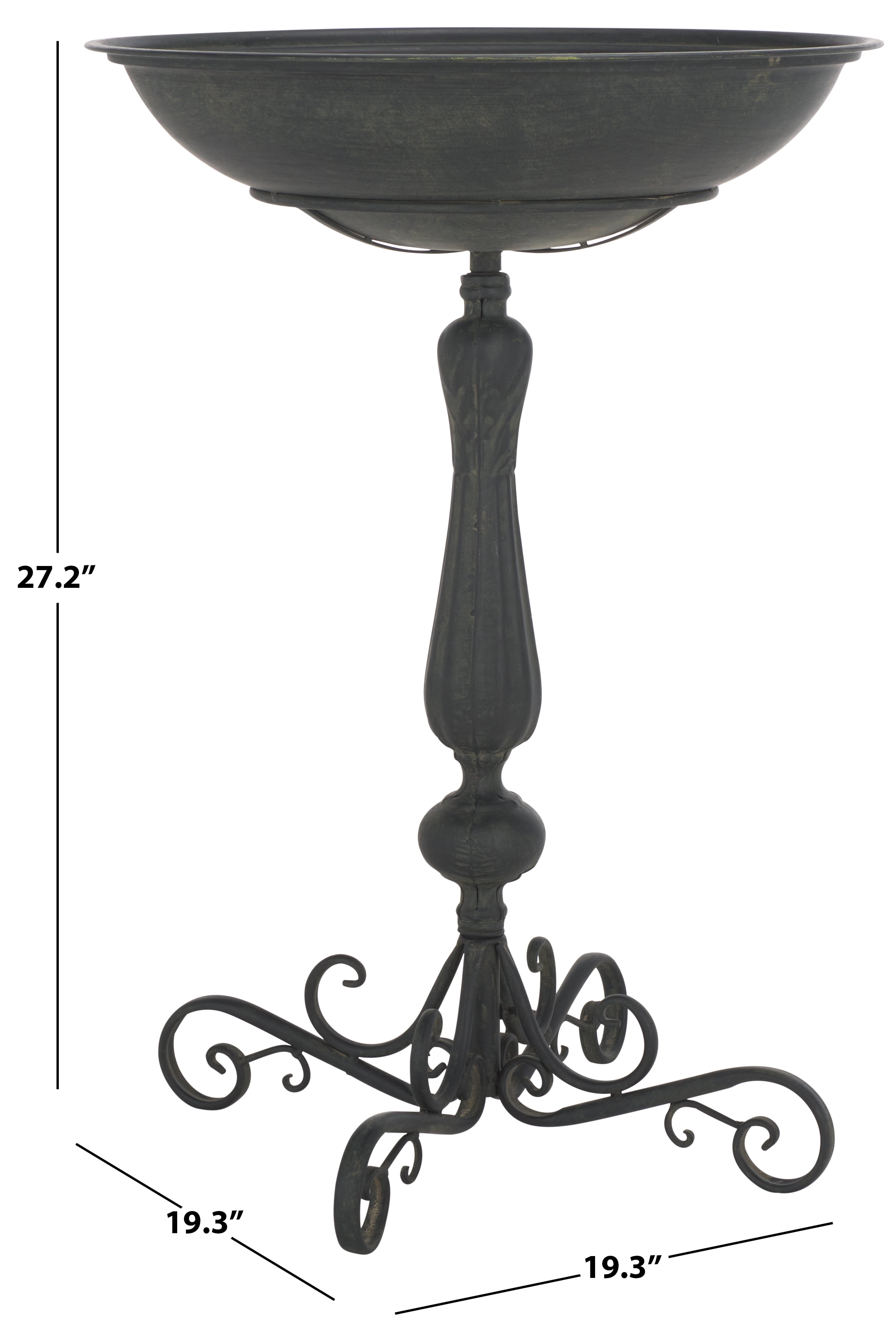 Safavieh Orian Contemporary Freestanding Metal Bird Bath, Black