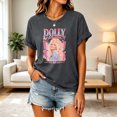 thumbnail image 5 of Dolly Shirt for Women Retro Floral Portrait Graphic Tee Country Music T Shirt Short Sleeve Crew Neck Casual Western Top, 5 of 5