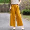 thumbnail image 2 of Admvng Women's Plus Size Pants with Pockets Solid Wide Leg Elastic Waist Casual Full Length Pants, 2 of 6