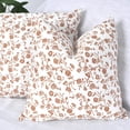 thumbnail image 6 of Floral Throw Pillow Covers Vine & Flowers Cushion Covers Rustic GrandMillennial Vintage Style Pillow Cases Home Decor for Sofa Couch Bed 20”x20” Set of 2 Cream White & Brown Classic Botanical Design, 6 of 8