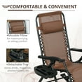 thumbnail image 4 of Outsunny 2 Outdoor Rocking Chairs Foldable Reclining Zero Gravity Lounge Rockers w/ Pillow Cup & Phone Holder, Combo Design w/ Folding Legs, Brown, 4 of 9