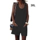 thumbnail image 2 of Minnieouse Mono sin mangas con cuello para mujer, pantalones cortos, pierna ancha, informal, de poliéster, con bolsillos delanteros, para viajar Vestidos Negro 3XL, 2 of 5