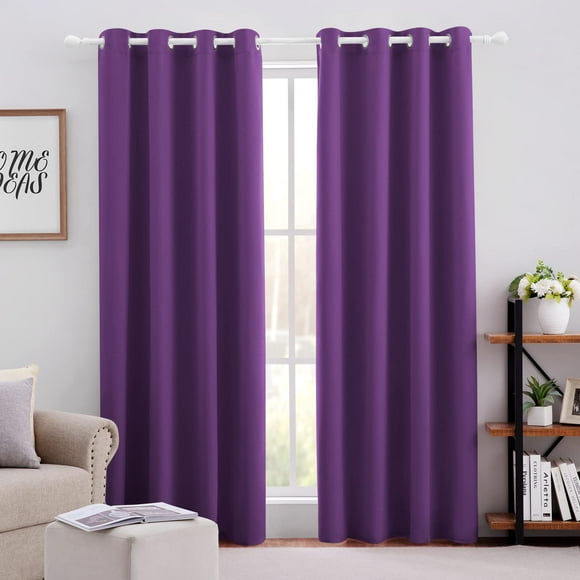 HOMEIDEAS Purple Blackout Curtains 52 X 96 Inch Set of 2 Panels Room Darkening Bedroom Curtains/Drapes, Thermal Grommet Light Blocking Window Curtains for Living Room