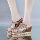 thumbnail image 1 of Mujeres damas cristal cuñas gruesas peep toe sandalias zapatillas zapatos Wmkox8yii  ytu2103, 1 of 7