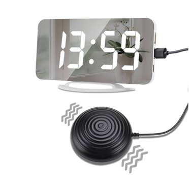 CCOCC Alarm Clock for Heavy Sleepers, Loud Digital Clock, Mirror LED Bedside Clock with Vibrating Alarm