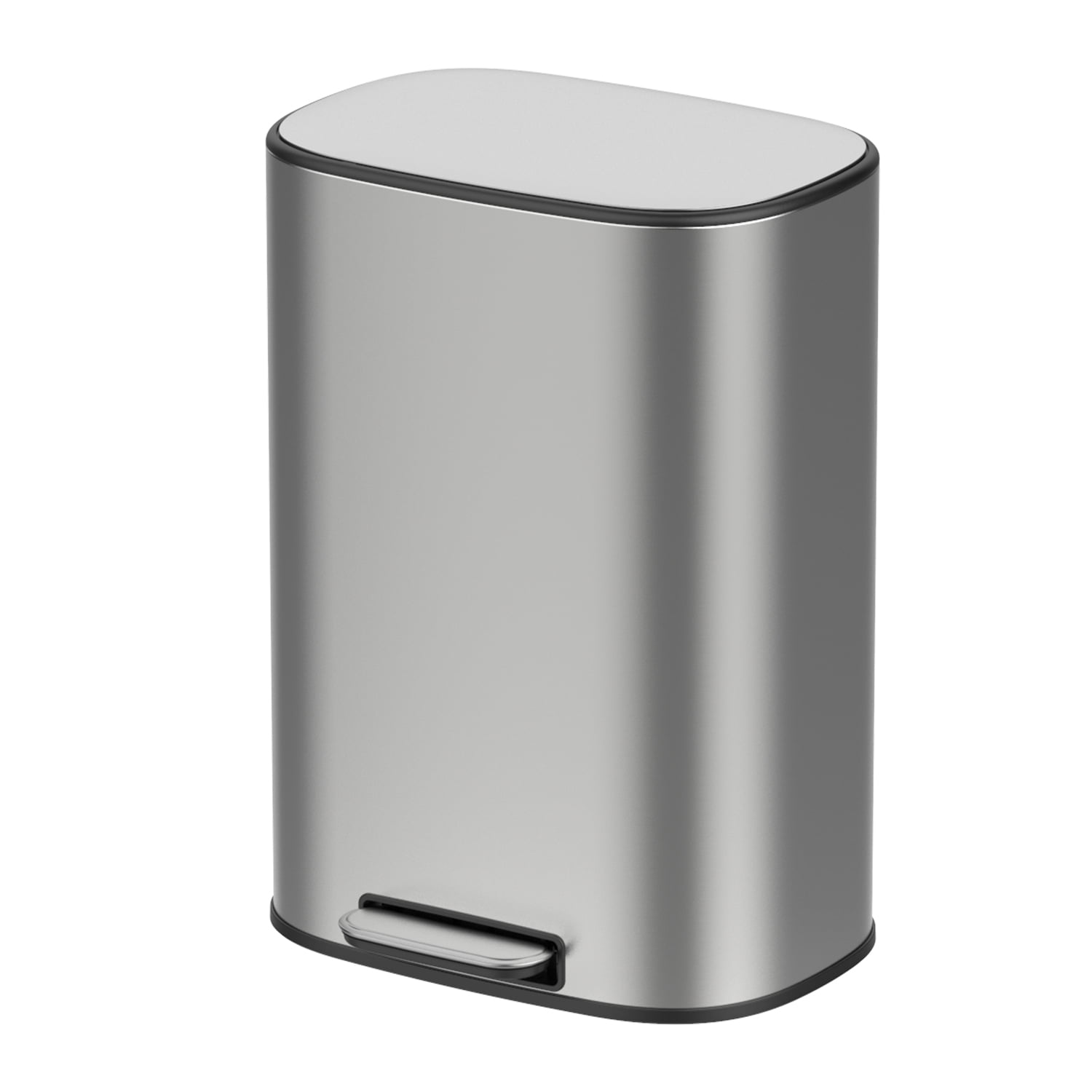 BinMax 12L Stainless Steel Step Open Trash Bin Silver Bathroom Garbage Can with Lid