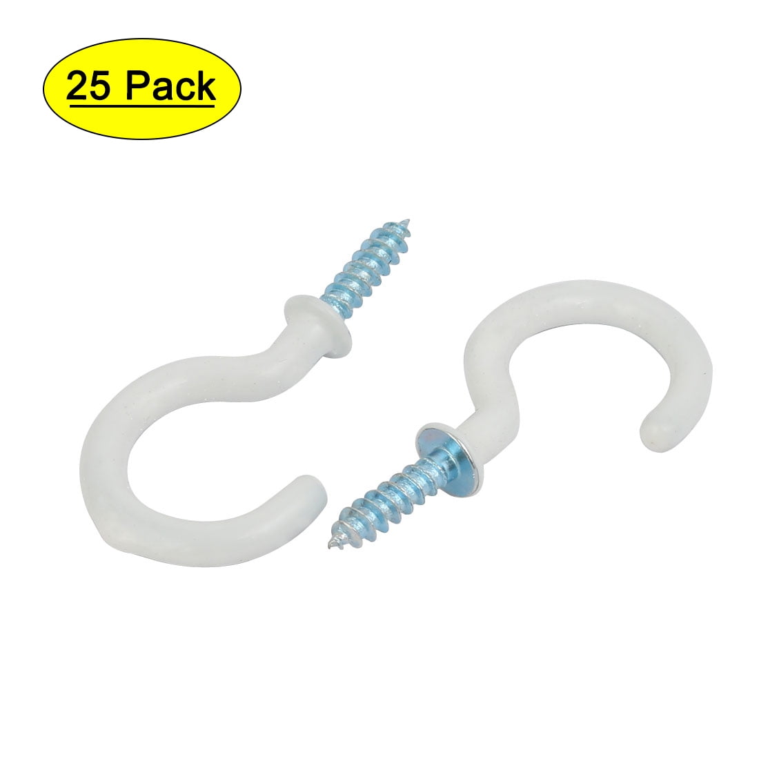 Details about   12 pc Metal  WHITE PVC COATED Cup Hooks  Screw-In Hanger 3/4"  2 CM STRONG 