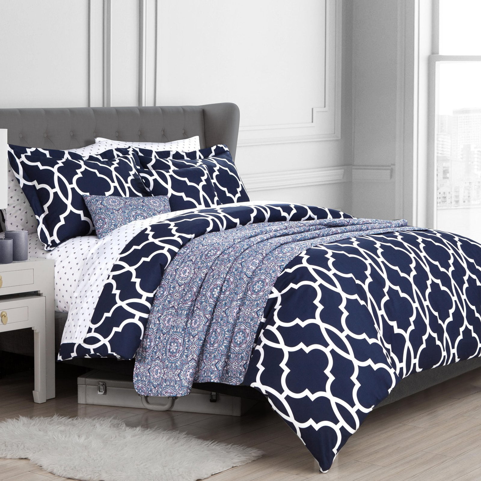 Indigo Trellis 10 Piece Comforter Set