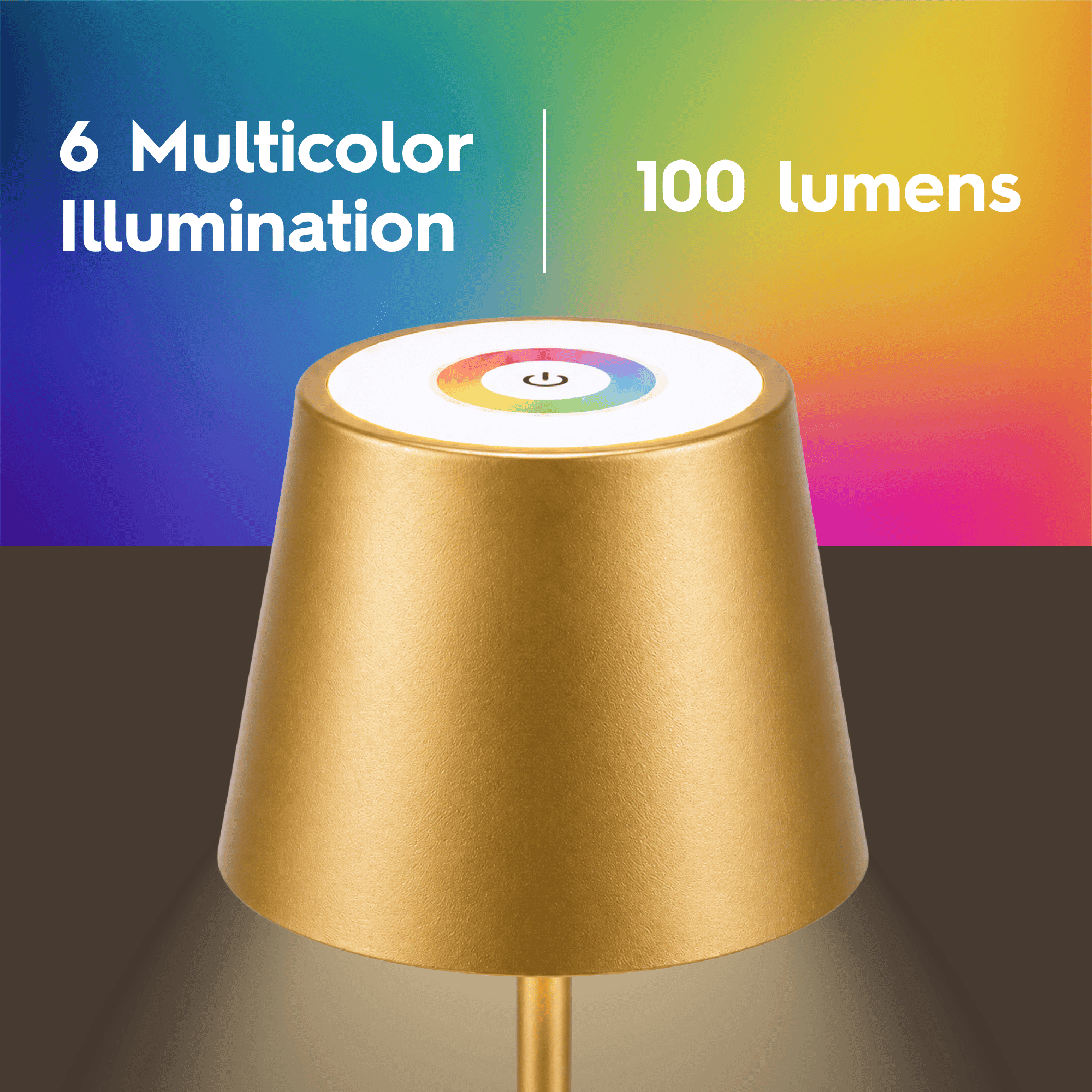 Better Homes & Gardens 14" Gold Rechargeable Color-Changing Table Lamp for Indoor/Outdoor Use, Indoor Only Charging Base