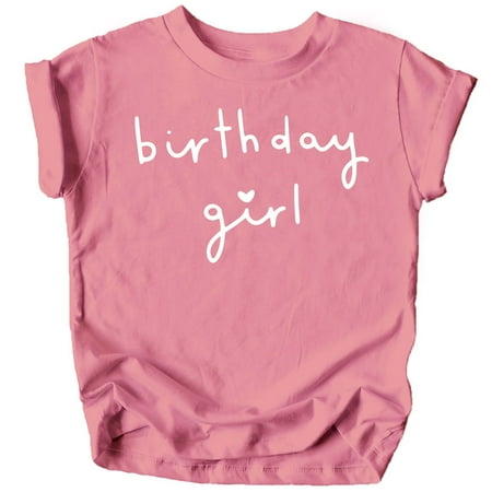 

Olive Loves Apple Birthday Girl with Heart Basic Birthday T Shirts for Any Age Birthday White on Mauve Shirt 5-6