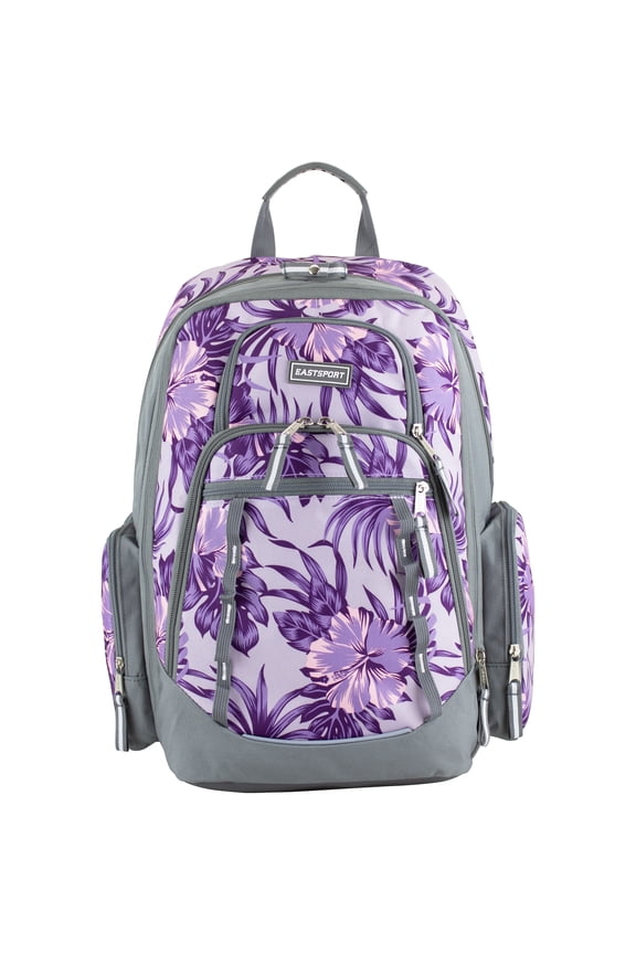 Unisex Diamond Expandable Recycled Backpack, Hibiscus Edge