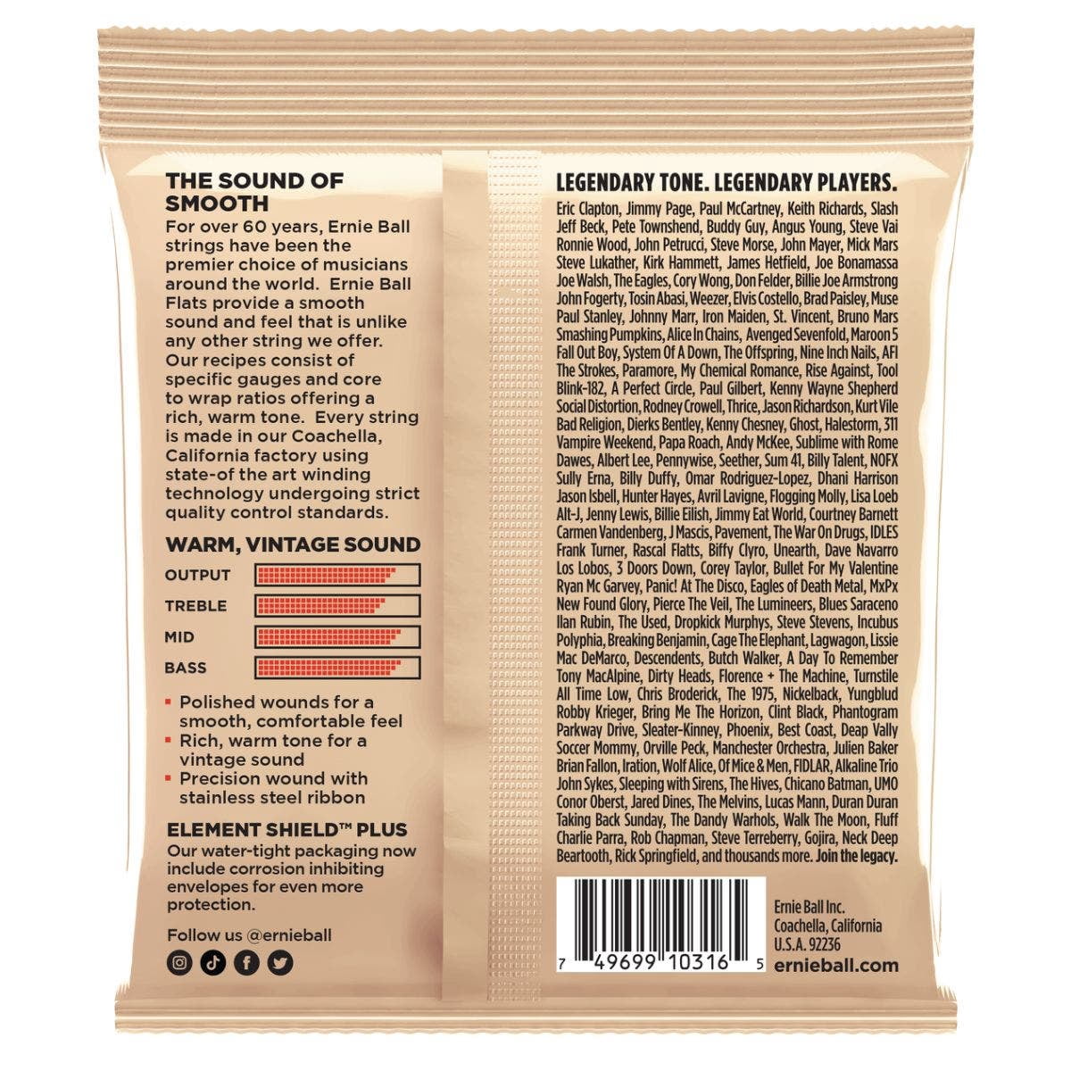 Ernie Ball Flats Light Flatwound Electric Guitar Strings - 11-50