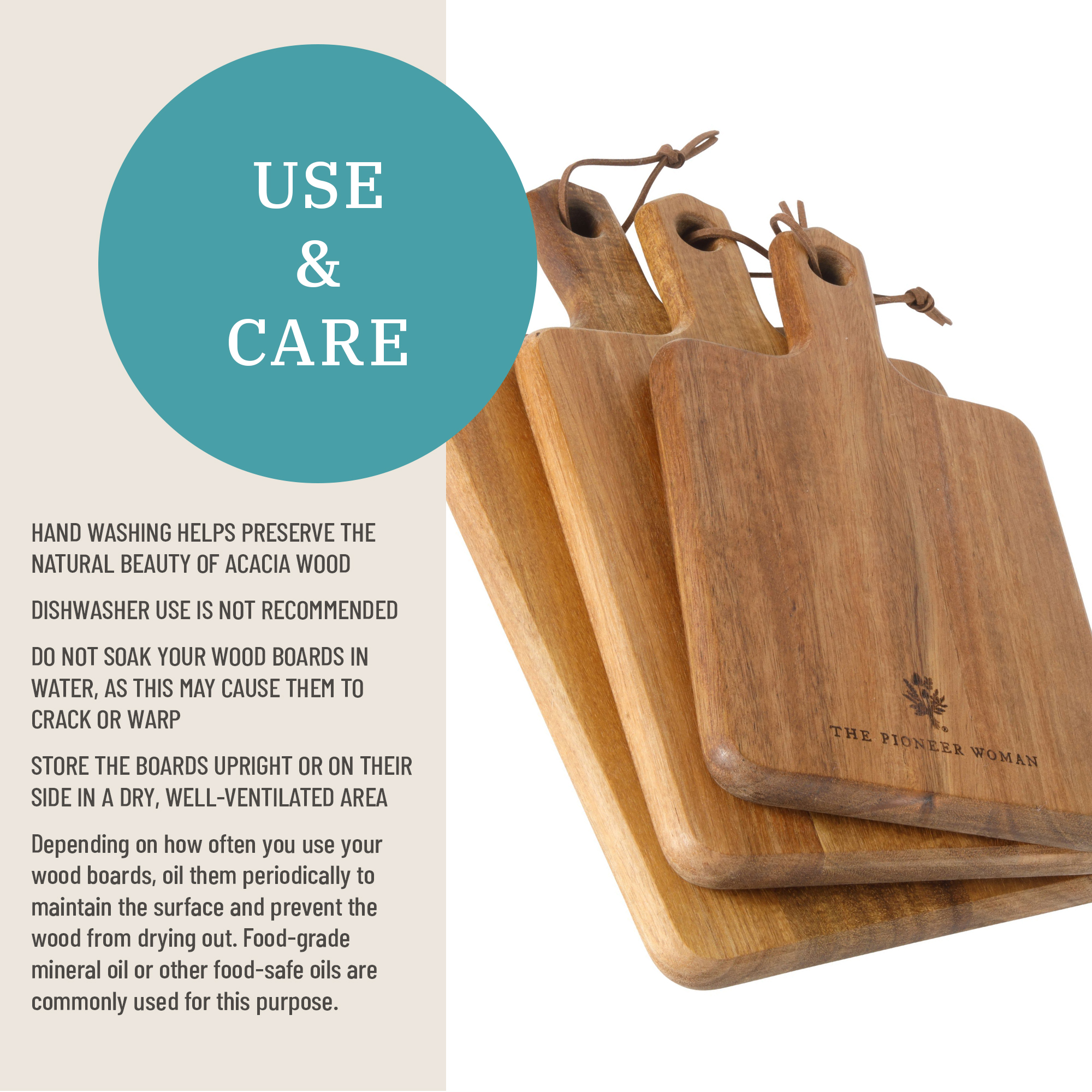 The Pioneer Woman 3-Piece Acacia Wood French Cutting Boards photo 4