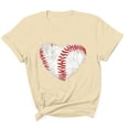 thumbnail image 5 of Afelkas Men's Game Day T-Shirt Baseball Heart Graphic Short Sleeve Tee Sports Fan Top Distressed Stitches Casual Design Beige,XXL, 5 of 5