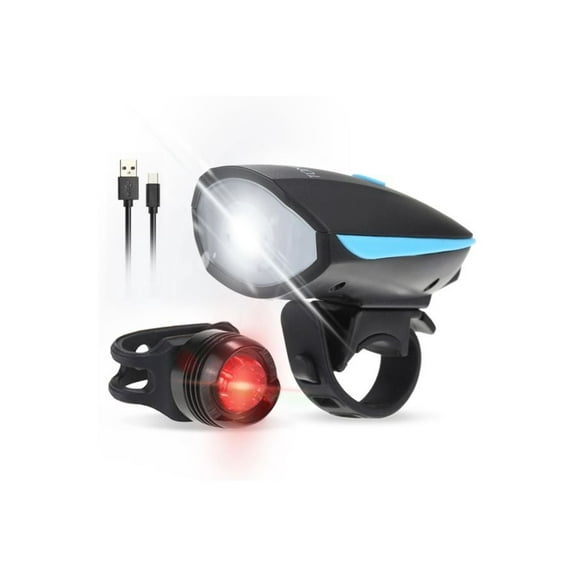 Bicycle LED Front And Tail Light With Safety Horn