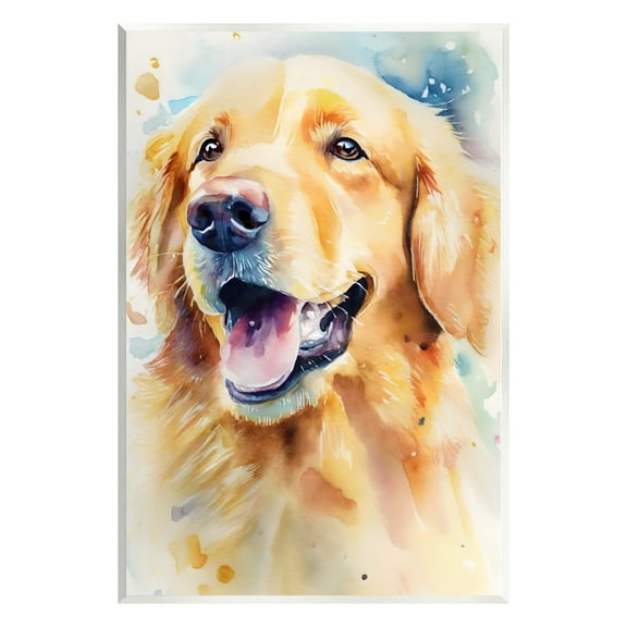 Stupell Industries Happy Retriever Portrait Animals & Insects Painting Unframed Art Print Wall Art, 10 x 15