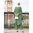 thumbnail image 5 of IWEMEK Women Muslim Plue Size Outfits Islamic Modest Elegant Clothing Dubai Solid Abayas and Pants 2pc Clothes Size 2XL, 5 of 8