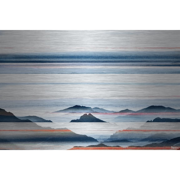 Parvez Michel Inc Parvez Taj - Hidden Blue Mountains Painting Print on Brushed Aluminum