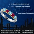 thumbnail image 2 of Gem Stone King 10K Two Tone Gold Swiss Blue Topaz and Red Created Ruby Wedding-Bands Ring for Women | 1.10 Cttw | Round 3.5MM | Gemstone November Birthstone | Size 8, 2 of 6