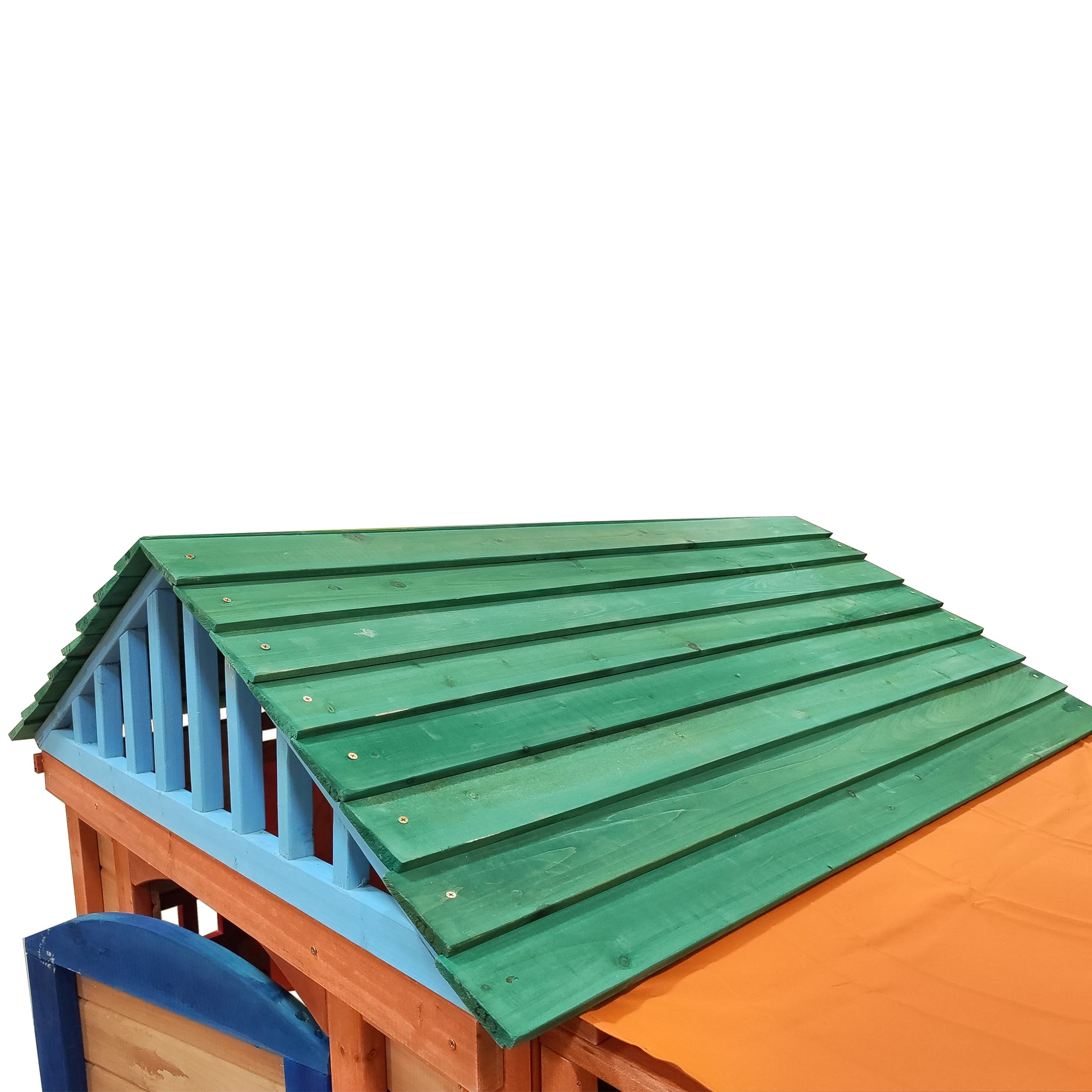 CIPACHO 64" Eco-Friendly Outdoor Solid Wooden 4-in-1 Game House for Kids Garden Playhouse with Different Games on Every Surface, Orange CIPACHO 64" Eco-Friendly Outdoor Solid Wooden 4-in-1 Game House for Kids Garden Playhouse with Different Games on Every Surface, Orange
