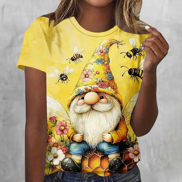 YFNNUP Chemises pour Femmes Grande Taille Mode Imprimé Manches Courtes Hauts Basiques Légers Col Rond T-Shirt Été Sortie Vacances Blouse Graphique Bleu XXXXXL