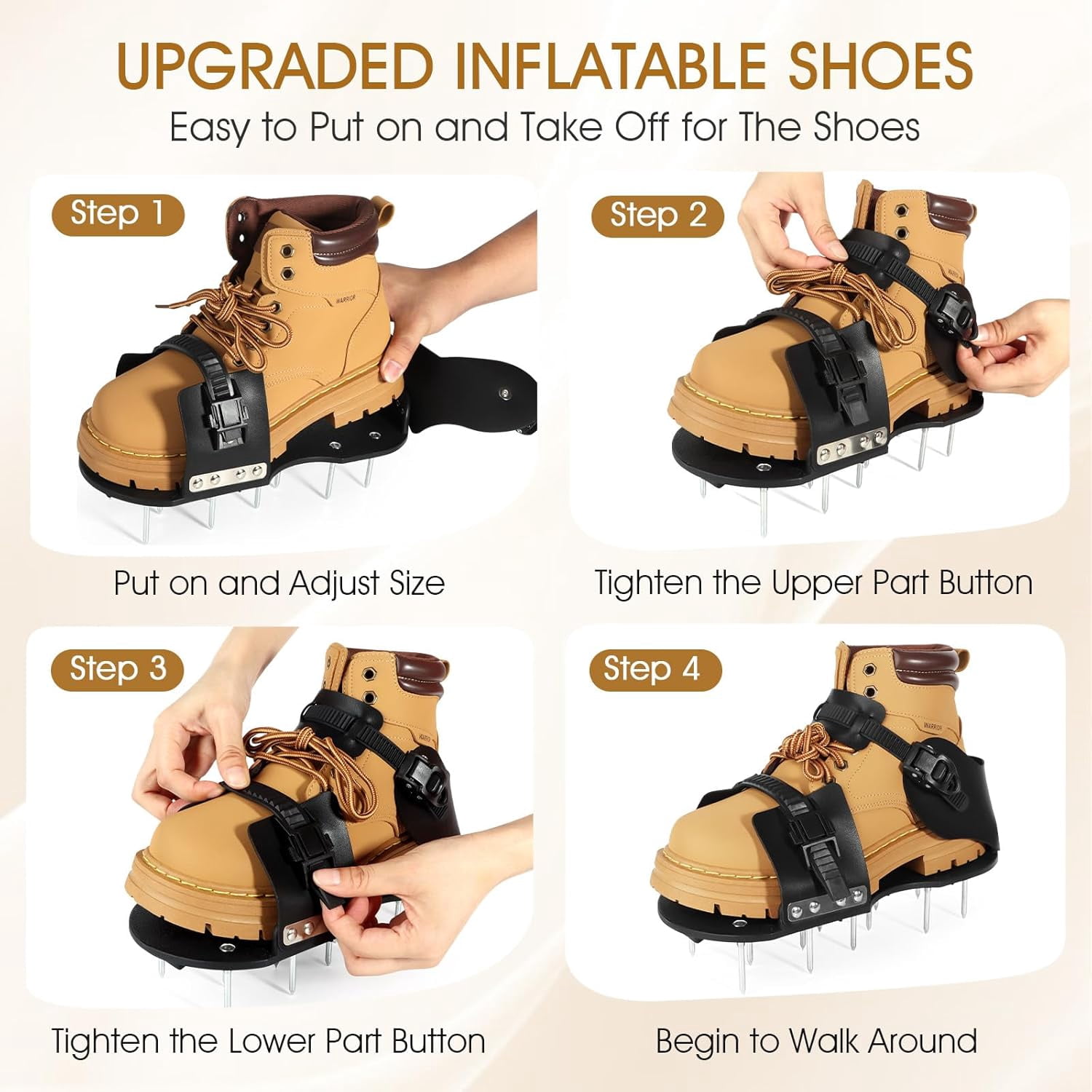RGHJAR-Aerator Shoes, Lawn Aerator Shoes for Grass, Aeration Shoes for Lawn with Foot Protection, Spike Shoes Tool for Lawn Aerating with 5mm Metal Base and Adjustable Straps (Buckle)