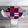 thumbnail image 4 of American Flag Patchwork Round Tablecloth USA Patriotic Independence Day Waterproof Oil-Proof Table Cover Table Cloth for Indoor Dining, Outdoor Picnic Parties, Camping,Fits for Table 40-44", 4 of 6