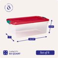 thumbnail image 4 of Homz 64 Quart Holiday Decor Plastic Storage Bin with Latching Lid, 6 Pack, 4 of 12